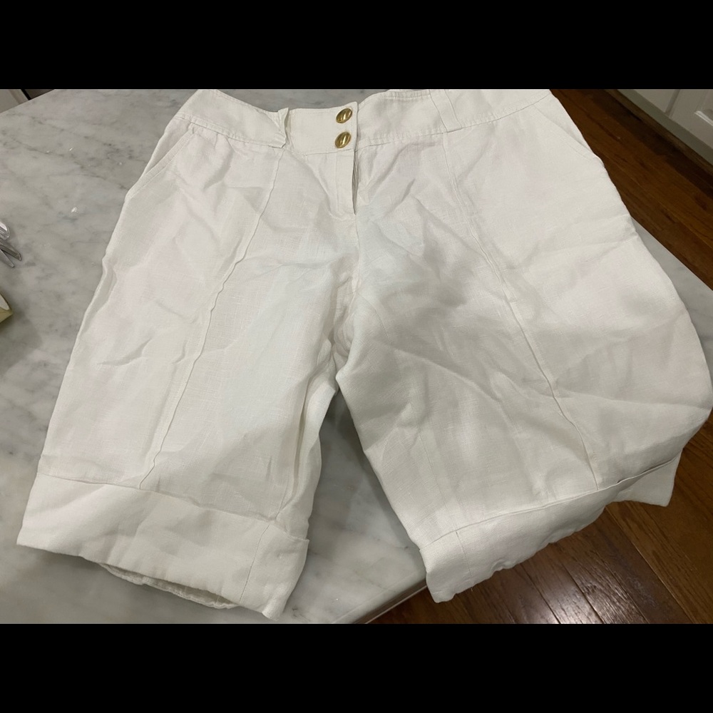 Worth longer length white linen shorts, sz 4